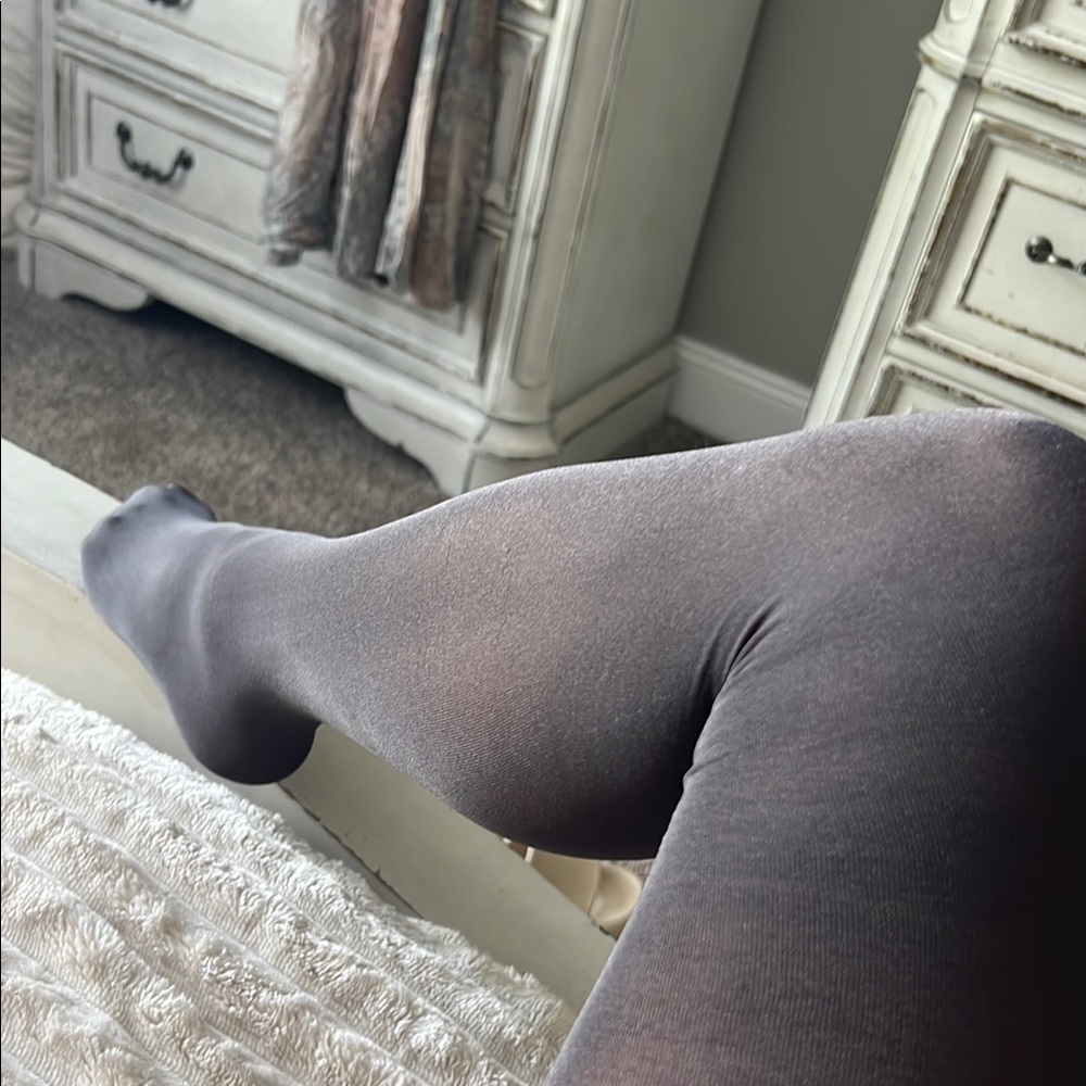 Gray Satin Opaque Tights